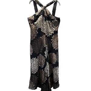 S. L. Fashions Midi Dress Sz 14 Whimsigoth 90's Y2K Sheer Over Black Lined Vtg